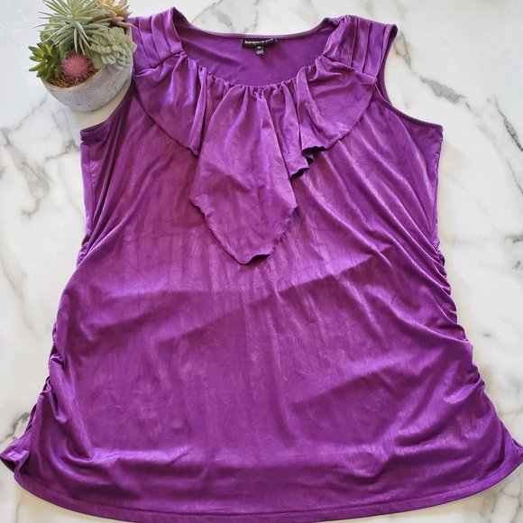 Fashion Bug Women's Purple Ruffle Ruched Tank Top - Picture 1 of 12
